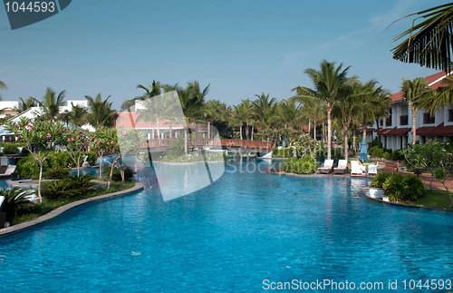 Image of A beautiful large swimming pool at a local resort