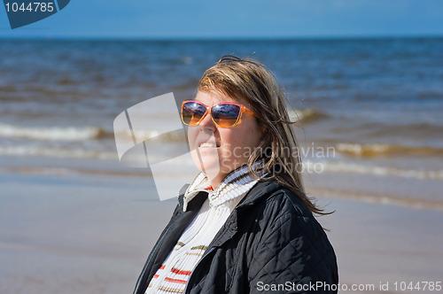 Image of Portrait of woman at the sea