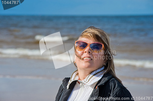 Image of Portrait of woman at the sea