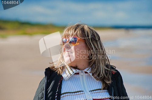 Image of Portrait of woman at the sea