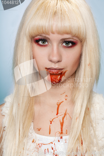 Image of Close-up portrait of vampire girl