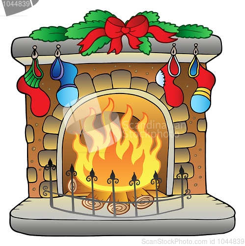 Image of Christmas cartoon fireplace