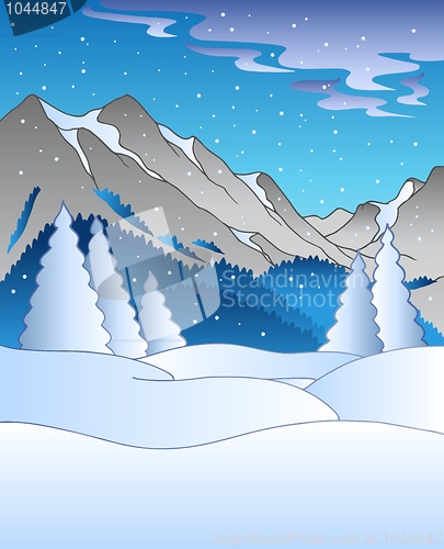 Image of Winter landscape with hills