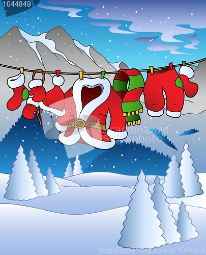 Image of Landscape with Christmas costume