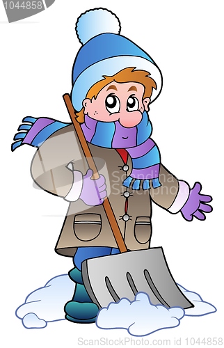 Image of Man cleaning snow