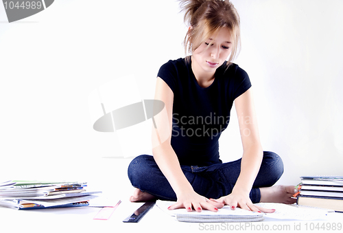 Image of girl spending time in studying 