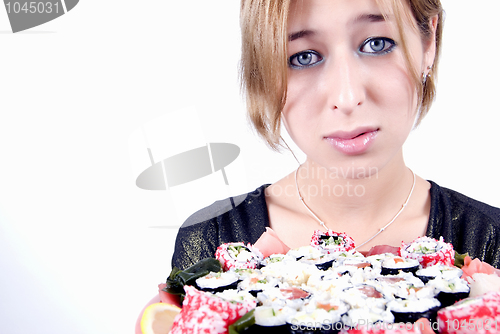 Image of girl with sushi