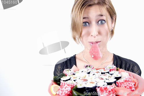 Image of girl with sushi