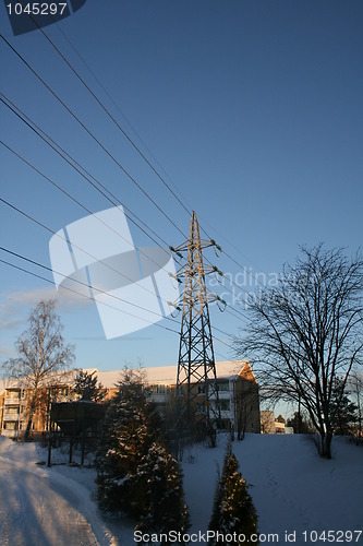 Image of Power lines and block of flats