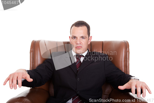 Image of Businessman upset seated on a chair