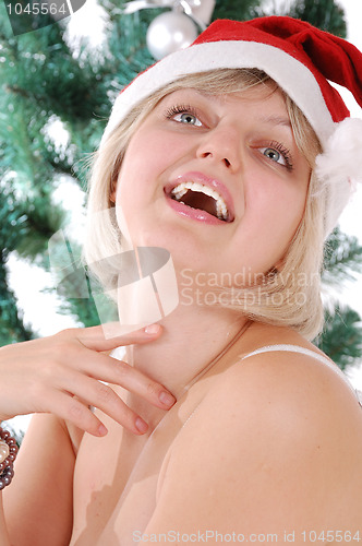 Image of beautiful blond Santa girl