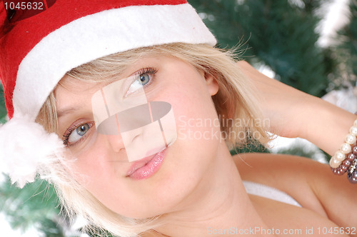 Image of beautiful blond Santa girl