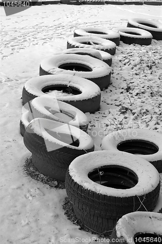 Image of The row of the old tires