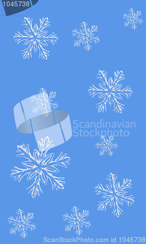 Image of  Falling snowflakes on a blue background