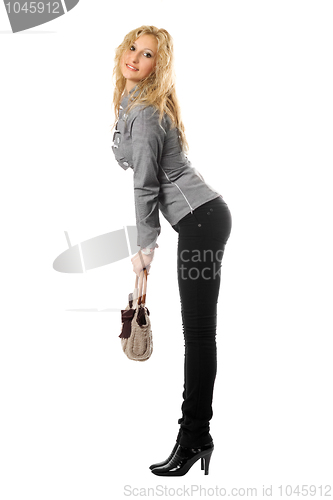 Image of Happy blonde with a handbag