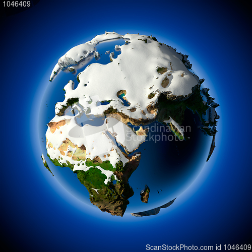 Image of Planet Earth is covered by snow drifts