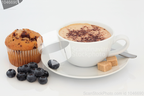 Image of Cappuccino, Muffin and Blueberries