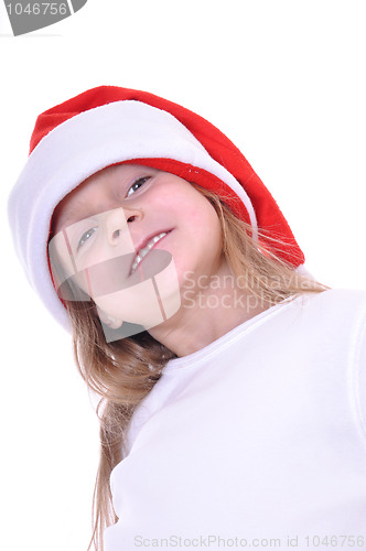 Image of cute little smiling Santa girl