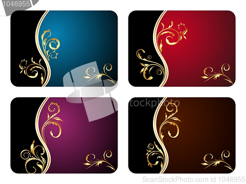 Image of set floral greeting colorful cards