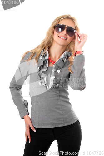 Image of Portrait of young blonde in sunglasses