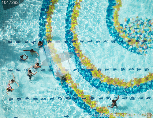 Image of Swimming pool bird view view