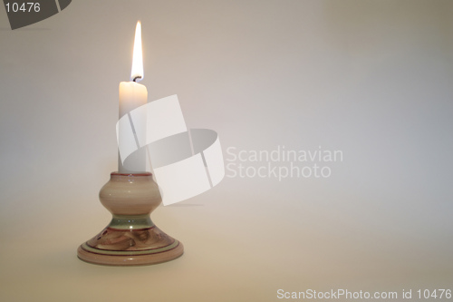 Image of A simple candle lit with space for a message