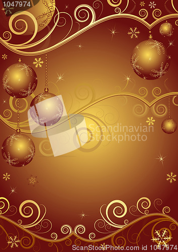 Image of Red-golden christmas frame
