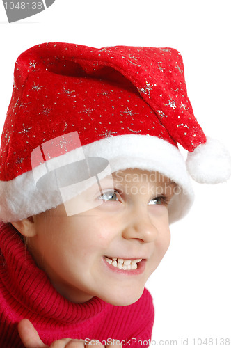 Image of cute little smiling Christmas hat child