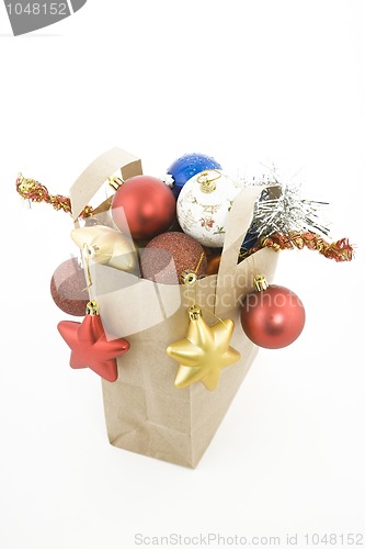 Image of Christmas items in shopping  bag