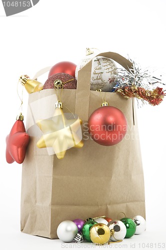 Image of Christmas items in shopping  bag