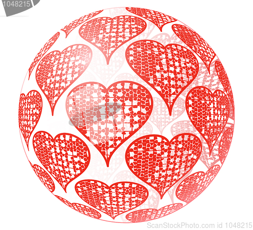 Image of Glass sphere with red ornament of heart