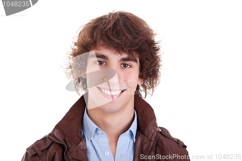 Image of cute boy, smiling, isolated on white
