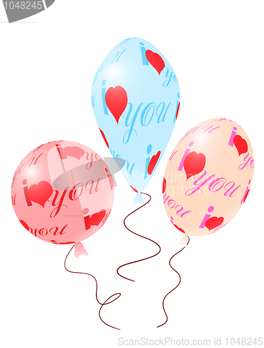 Image of Balloons with red ornament of heart symbols