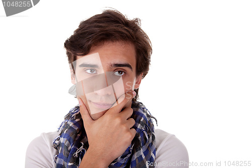 Image of Portrait of a handsome young man thinking