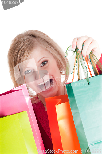 Image of Beautiful woman with shopping bags