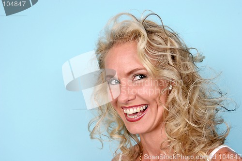 Image of Blonde model laughing