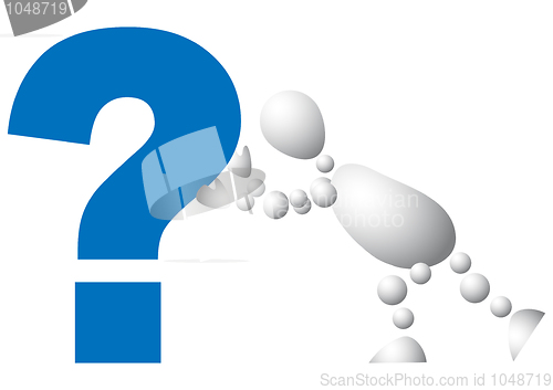Image of Man pushes a blue question mark