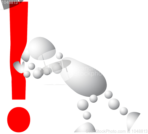 Image of Man pushes an red exclamation mark