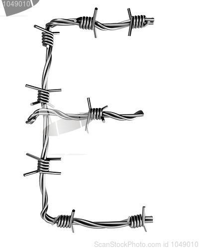 Image of Barbed wire alphabet, E