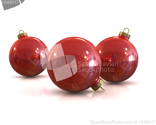 Image of Few Red christmas glossy and shiny balls isolated