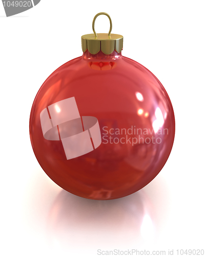 Image of Red christmas glossy and shiny ball isolated