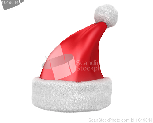 Image of Traditional red Santa hat isolated side view