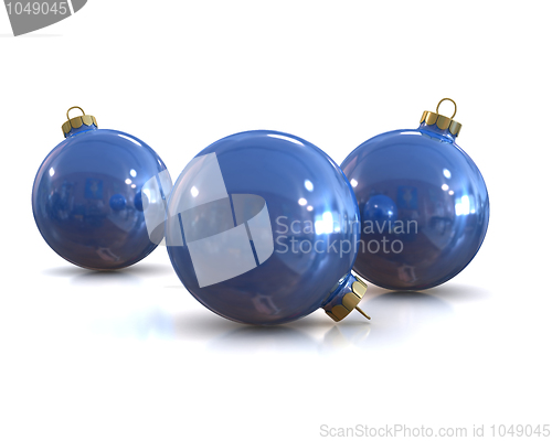 Image of Few Blue christmas glossy and shiny balls isolated