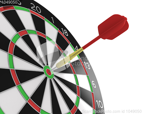 Image of Dart stuck in a board diagonal view