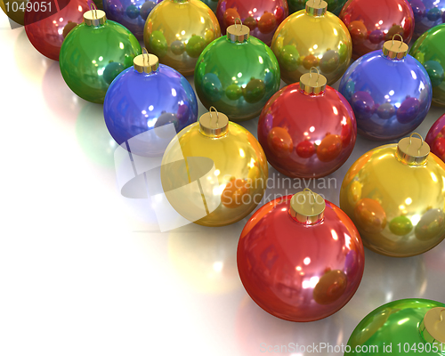 Image of A lot of christmas glossy and shiny balls with different colors 