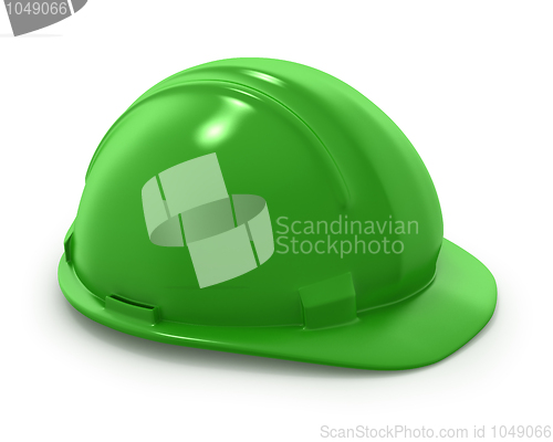 Image of Green builder's helmet isolated