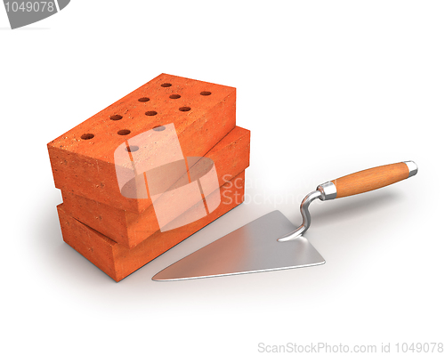 Image of Bricks and trowel 