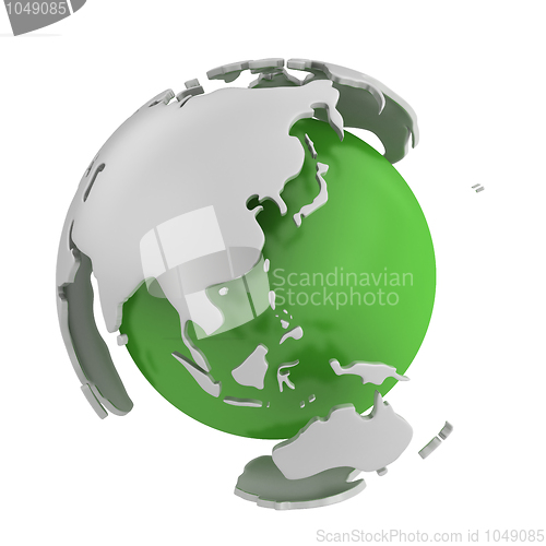 Image of Abstract green globe, Asia 