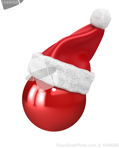 Image of Christmas ball with santa hat on top