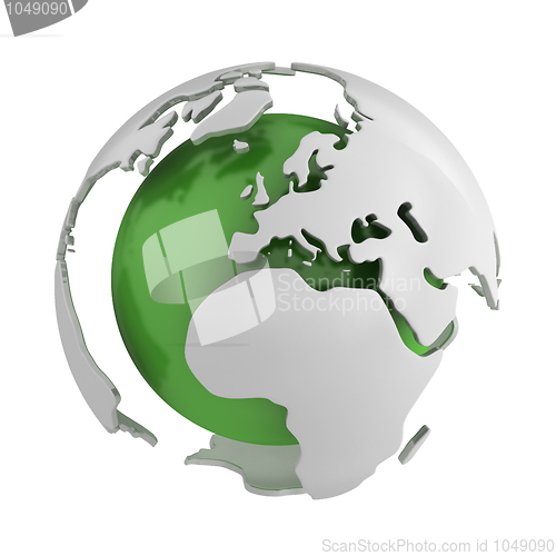 Image of Abstract green globe, Europe 